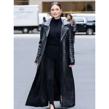 NYC 2025 Olivia Holt Black Leather Coat