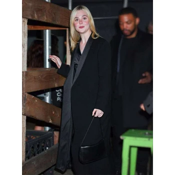 NYC Elle Fanning Black Coat
