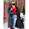 NYC Irina Shayk Black Hooded Coat