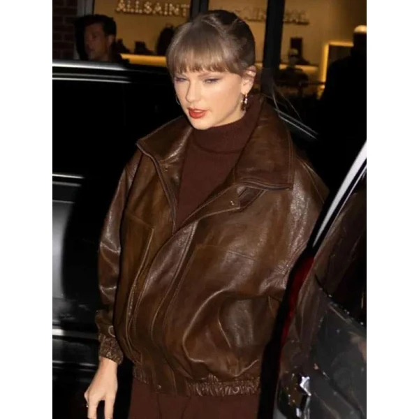 NYC Taylor Swift Brown Leather Jacket