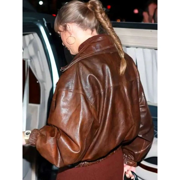 NYC Taylor Swift Brown Leather Jacket