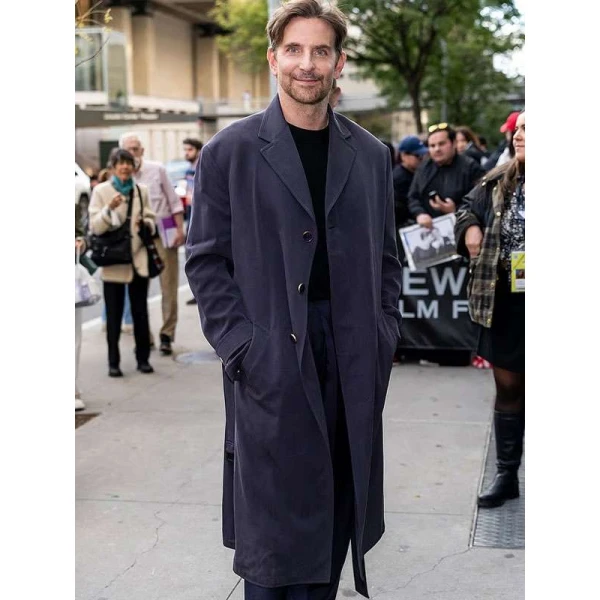 NYFF63 Bradley Cooper Grey Trench Coat