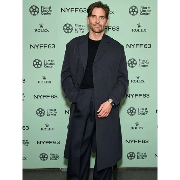 NYFF63 Bradley Cooper Grey Trench Coat