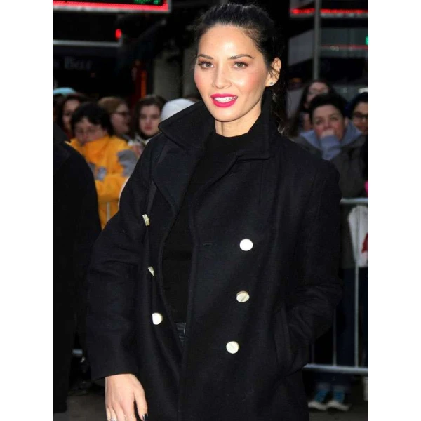Olivia Munn Black Peacoat