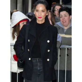 Olivia Munn Black Peacoat