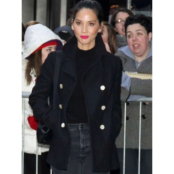Olivia Munn Black Peacoat