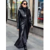 Olivia Munn Midtown NYC 2025 Black Leather Coat
