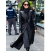 Olivia Munn Midtown NYC 2025 Black Leather Coat