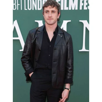 Paul Mescal Hamnet Black Leather Jacket