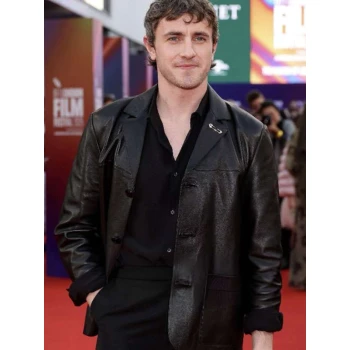 Paul Mescal Hamnet Black Leather Jacket