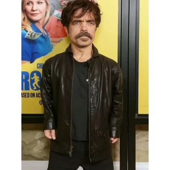 Peter Dinklage Roofman Iconic Black Leather Jacket