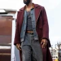 Play Dirty 2025 LaKeith Stanfield Maroon Wool Coat