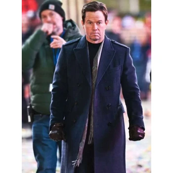 Play Dirty Mark Wahlberg Blue Wool Coat