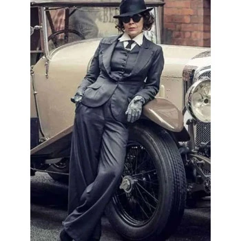 Polly Gray Peaky Blinders Black Shiny Suit