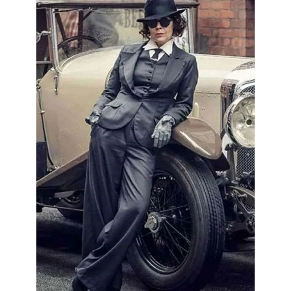 Polly Gray Peaky Blinders Black Shiny Suit