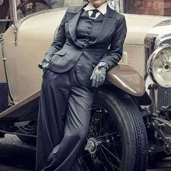 Polly Gray Peaky Blinders Black Shiny Suit Polly Gray Peaky Blinders Black Shiny Suit