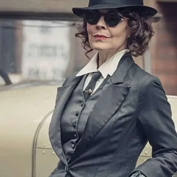 Polly Gray Peaky Blinders Black Shiny Suit Polly Gray Peaky Blinders Black Shiny Suit