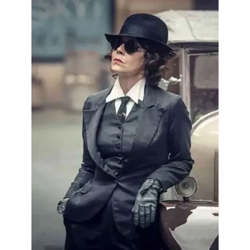 Polly Gray Peaky Blinders Black Shiny Suit