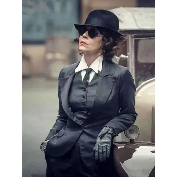 Polly Gray Peaky Blinders Black Shiny Suit