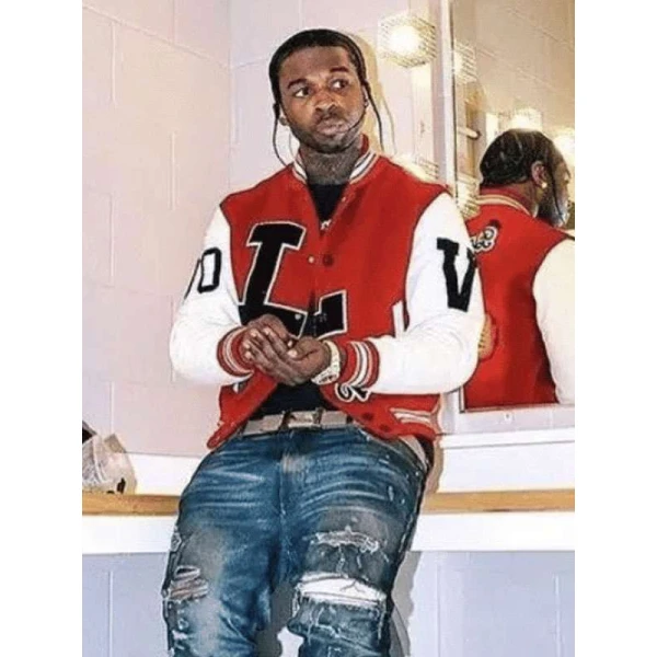 Pop Smoke Dreaming Red Varsity Jacket