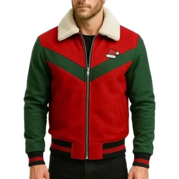 Red and Green Christmas Varsity Jacket