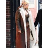 Rihanna Brown Shearling Trench Coat