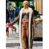 Rihanna Brown Shearling Trench Coat