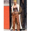 Rihanna Brown Shearling Trench Coat