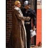 Rihanna Brown Shearling Trench Coat