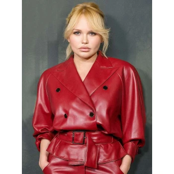 Robin Hood Premiere 2025 Elena Matei Leather Jacket