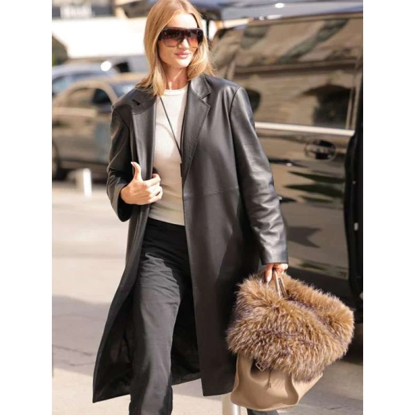 Rosie Huntington-Whiteley PFW 2025 Leather Coat