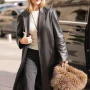 Rosie Huntington-Whiteley PFW 2025 Leather Coat