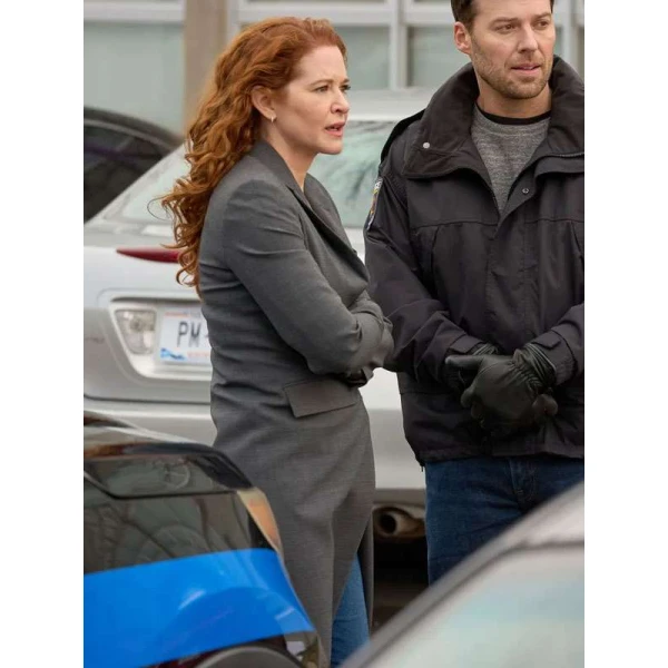 Sarah Drew Mistletoe Murders Grey Trench Coat