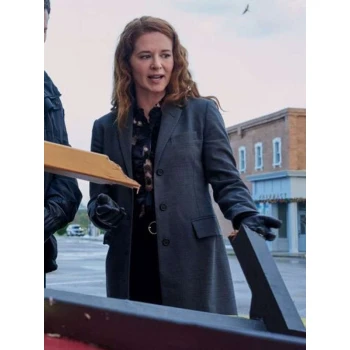 Sarah Drew Mistletoe Murders Grey Trench Coat