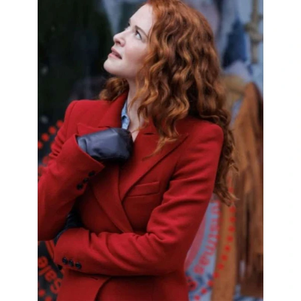 Sarah Drew Mistletoe Murders Red Wool Coat