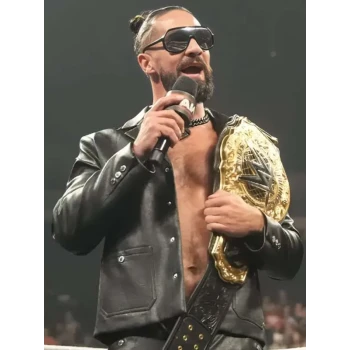 Seth Rollins WWE RAW Black Leather Jacket Seth Rollins WWE RAW Black Leather Jacket