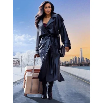 Shannon Thornton Tyler Perry’s Finding Joy Black Leather Coat