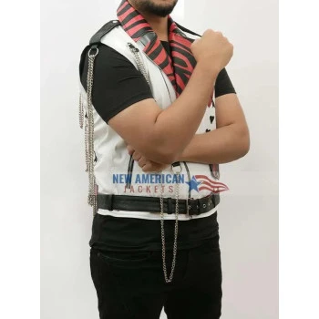Shawn Michaels Heart Printed White Vest Shawn Michaels Heart Printed White Vest