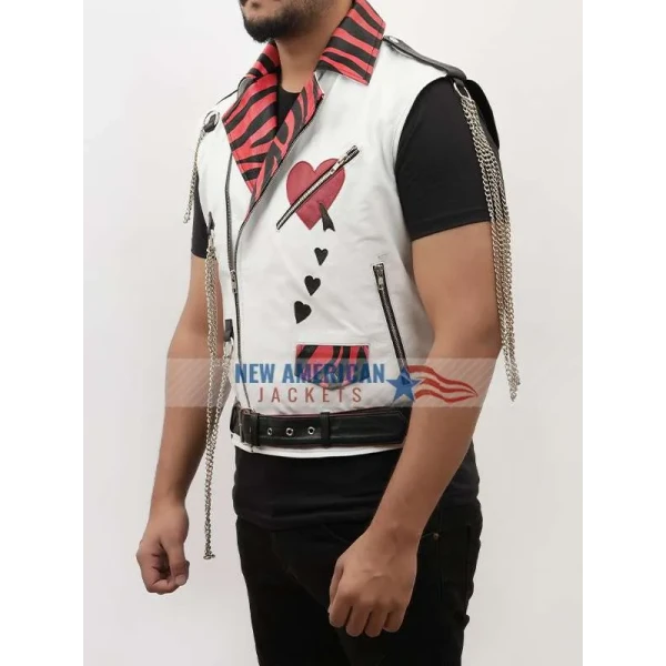 Shawn Michaels Heart Printed White Vest