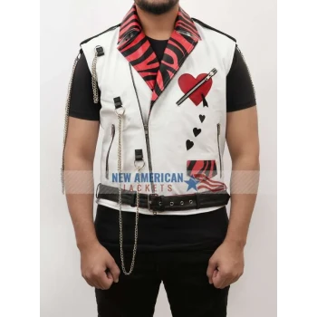 Shawn Michaels Heart Printed White Vest Shawn Michaels Heart Printed White Vest