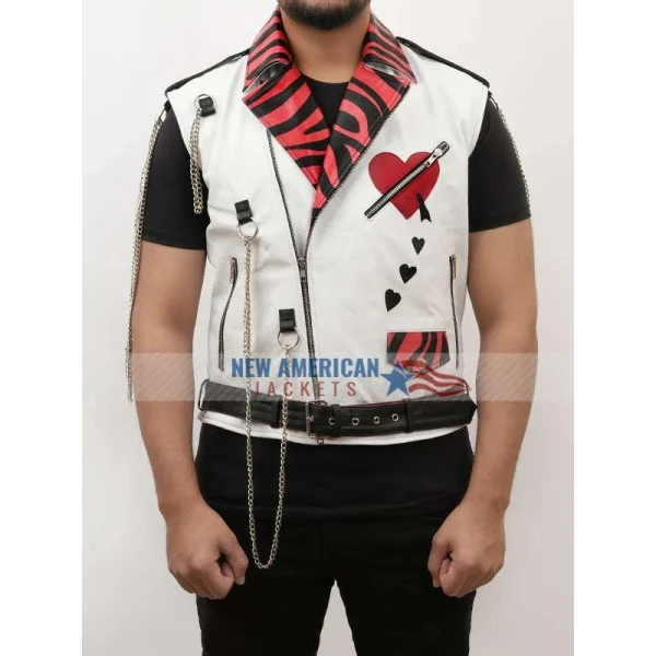 Shawn Michaels Heart Printed White Vest