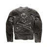 Skull Danger Black Leather Jacket
