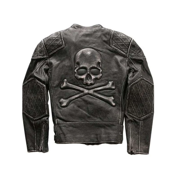 Skull Danger Black Leather Jacket