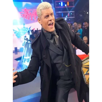 SmackDown 2025 Cody Rhodes Black Wool Coat