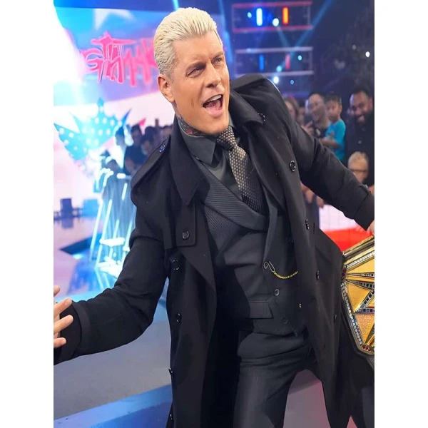 SmackDown 2025 Cody Rhodes Black Wool Coat