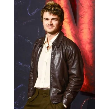 Stranger Things S05 UK Special Screening Joe Keery Brown Jacket