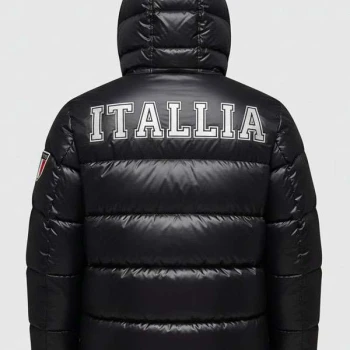 Team Italy Olympics 2026 Black Puffer Jacket