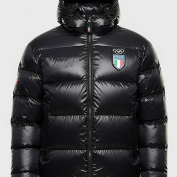 Team Italy Olympics 2026 Black Puffer Jacket