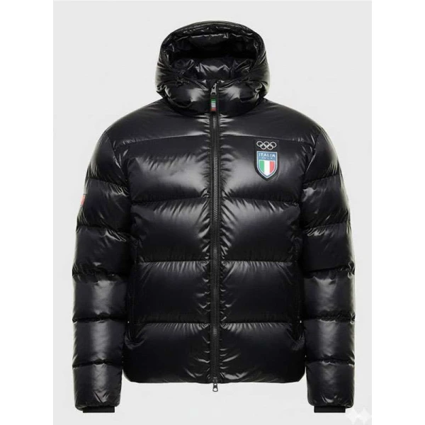 Team Italy Olympics 2026 Black Puffer Jacket