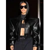 Teyana Taylor Shiny Black Leather Jacket